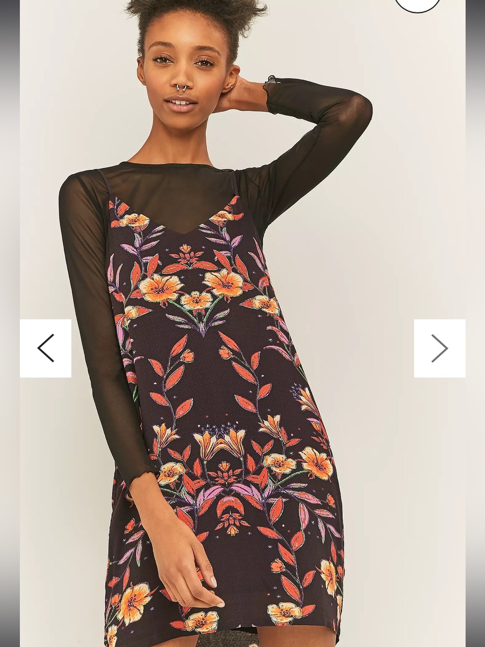 Urban Outfitters Ecote Floral Black Slip Mini Dress Size Small